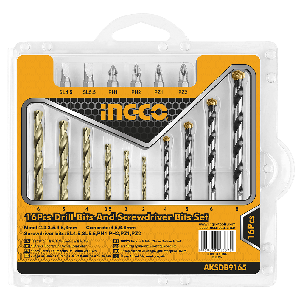 AKSDB9165 16 DRILL BIT AND SCREWDRIVER BIT SET