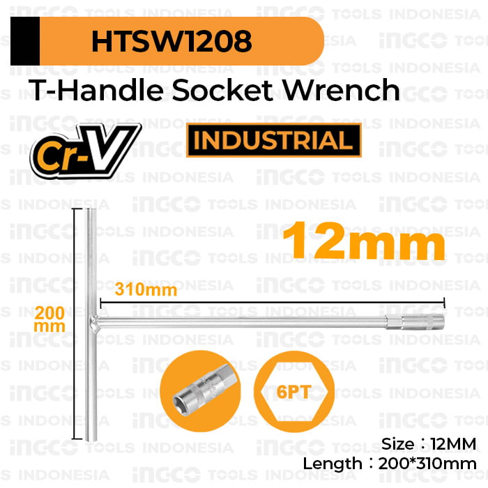 HTSW1208 T-HANDLE SOCKET WRENCH 12MM