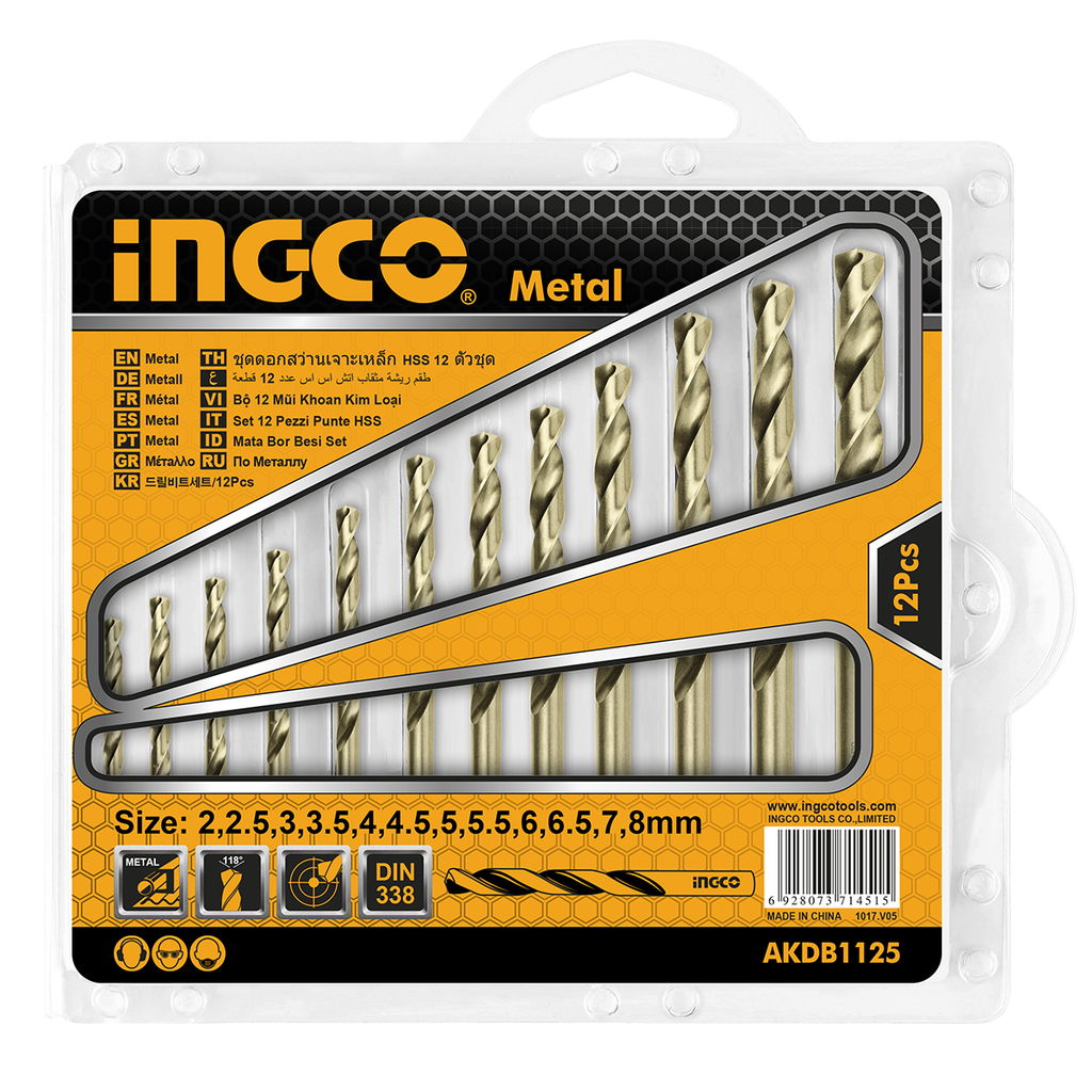AKDB1125 12PCS METAL TWIST DRILL BITS SET