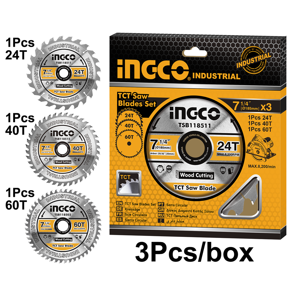TSB51852153 3 PCS TCT SAW BLADE SET 185MM