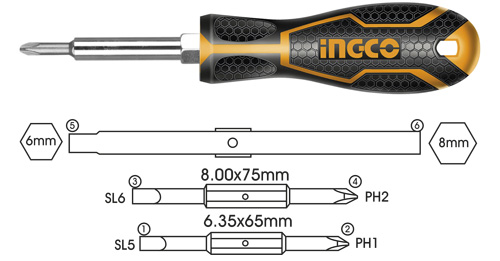 AKISD0608  6 IN 1 SCREWDRIVER SET