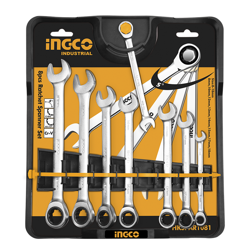 HKSPAR1081 8 PCS RATCHET SPANNER SET