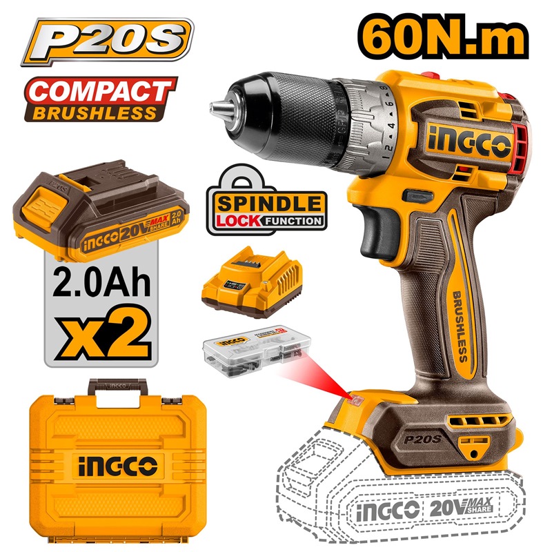 CDLI20602 20V LI-ION CORDLESS BRUSHLESS DRILL 60Nm