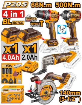 COSLI241169 20V LI-ION CORDLESS 4 PCS COMBO KIT